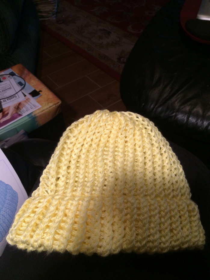 First knit-loom hat